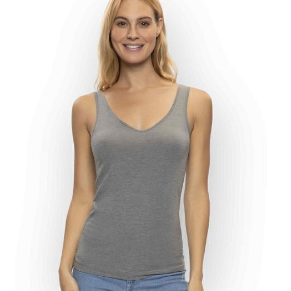 Felina cotton blend layering tank top gray